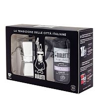 Подарочный набор гейзерная кофеварка Bialetti Moka Express Silver + Caffe Milano